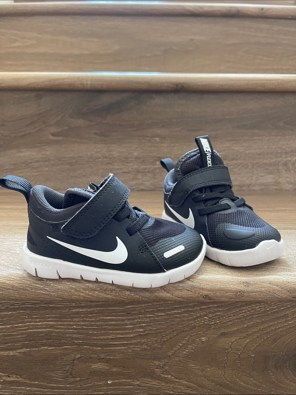 Nike Kids Black and White Velcro Athletic Sneakers